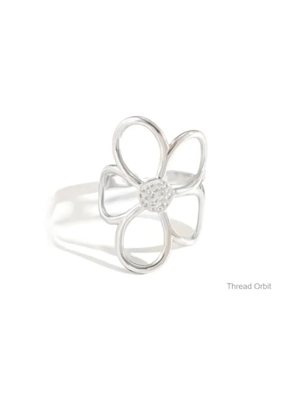 Hollow Flower Wrap Ring Statement Stainless Steel Gold Plated Open Adjustable